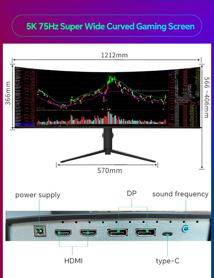 Anmite 49 Zoll 5K Nano-IPS Curved Gaming Monitor