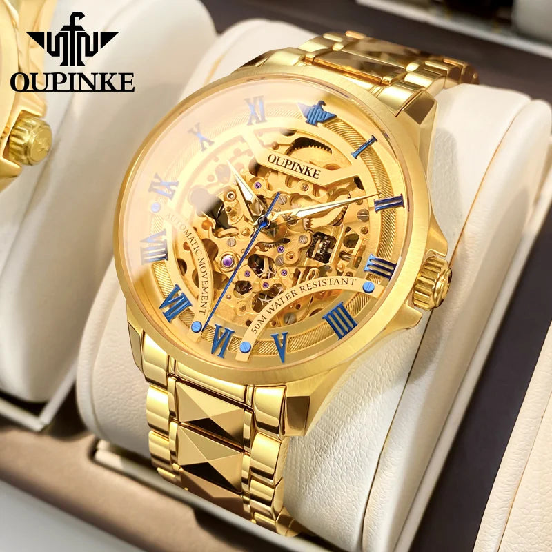 Oupinke 3210 original Herren uhr Top Luxusmarke Gold Wolfram Stahl Herren automatische mechanische Uhr klassische Mode Herren uhr