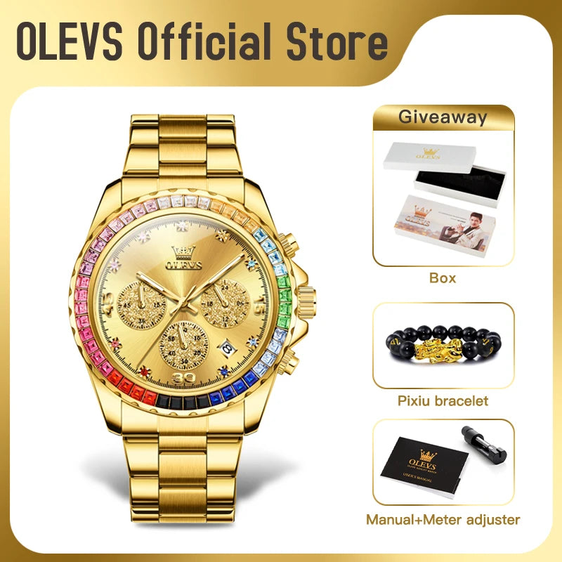 OLEVS 2939 Herrenuhr Original Marke Quarzuhr Wasserdicht Leuchtende Uhr Für Männer Multifunktionale Chronograph Sport Datum Reloj