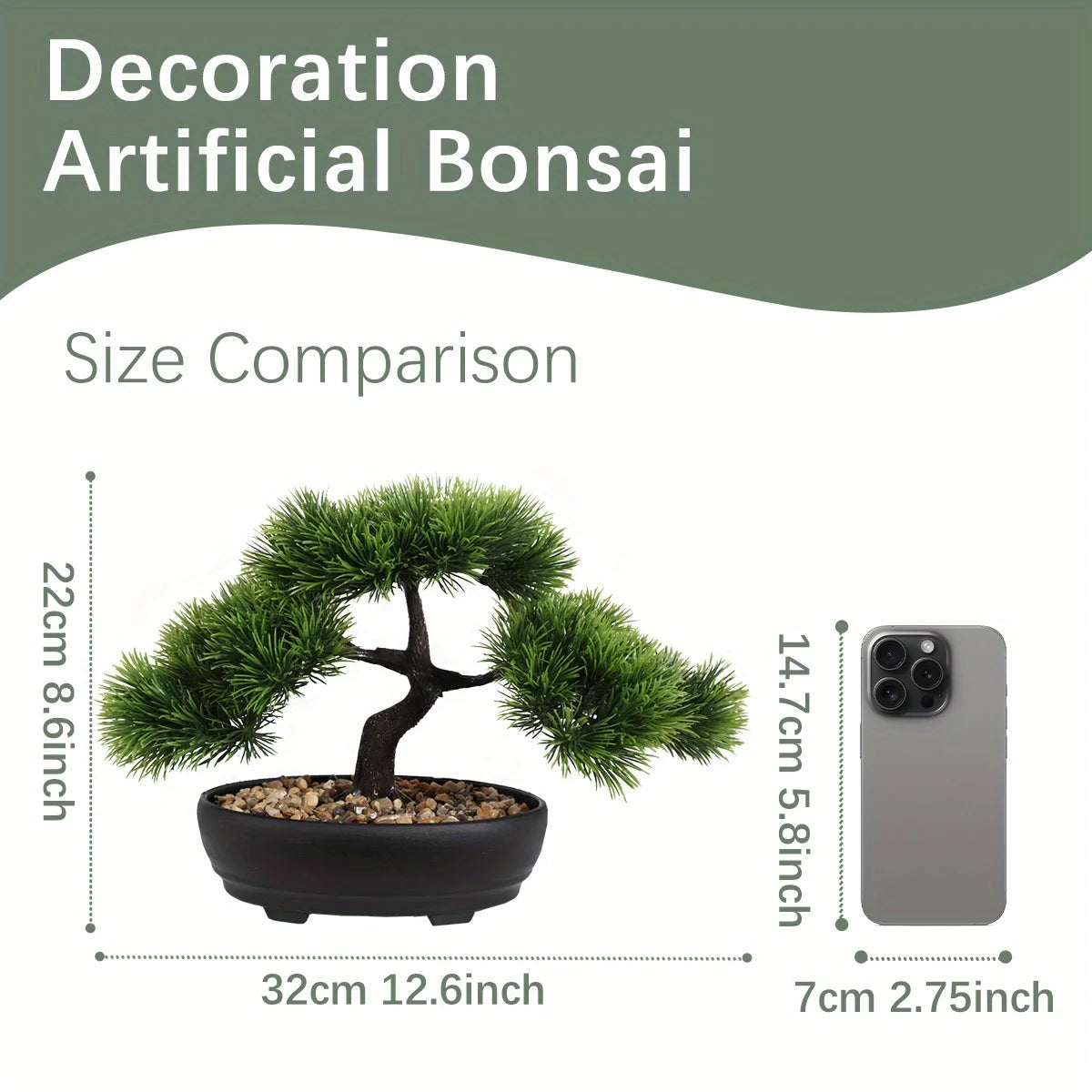 1pc künstlicher Bonsai-Baum: ein Zen-Garten-Akzent künstliche Pflanze pp Material schwarzer Pflanzer Home Office Party Dekoration