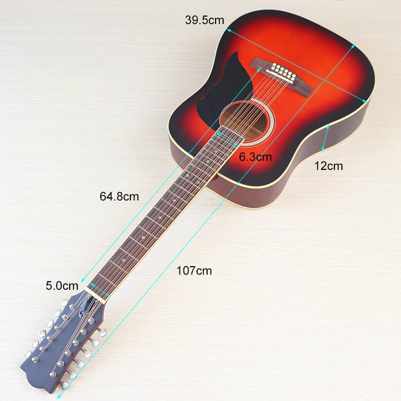 41 Zoll 12-saitige Elektroakustikgitarre - Voller Klang und natürliche Schönheit