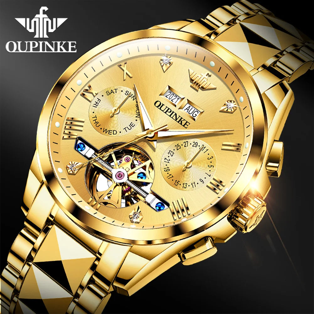 Oupinke hochwertige Luxus uhr für Herren Original Edelstahl automatische mechanische Herren uhren Mode elegante Herren uhr