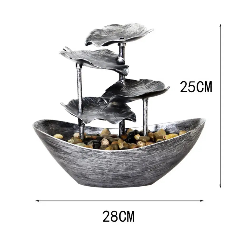 Tisch wasser brunnen 4-stufiges Lotus blatt kleiner Wasserfall brunnen USB-Schreibtisch brunnen automatische Pumpe mit Netzschalter Wohnkultur