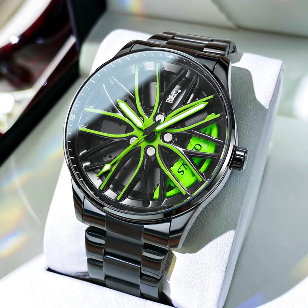 Olevs Rad Herren Luxus uhr wasserdichte rotierende Sportwagen Felge Mann Uhr hochwertige Mode Bestseller Quarz Herren uhren