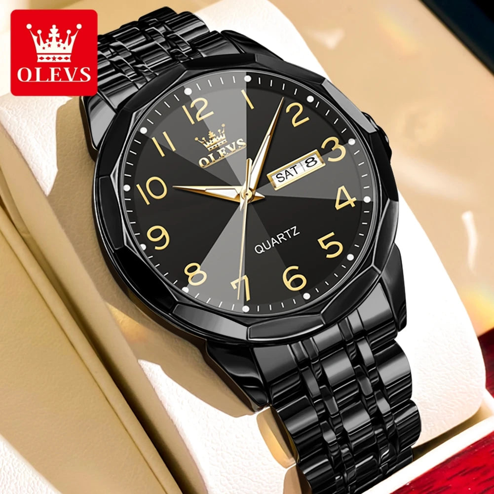 Olevs no.9970 Herren uhren Raute Spiegel Mode Original Quarz Armbanduhr große arabische Ziffer Zifferblatt wasserdicht leuchtend