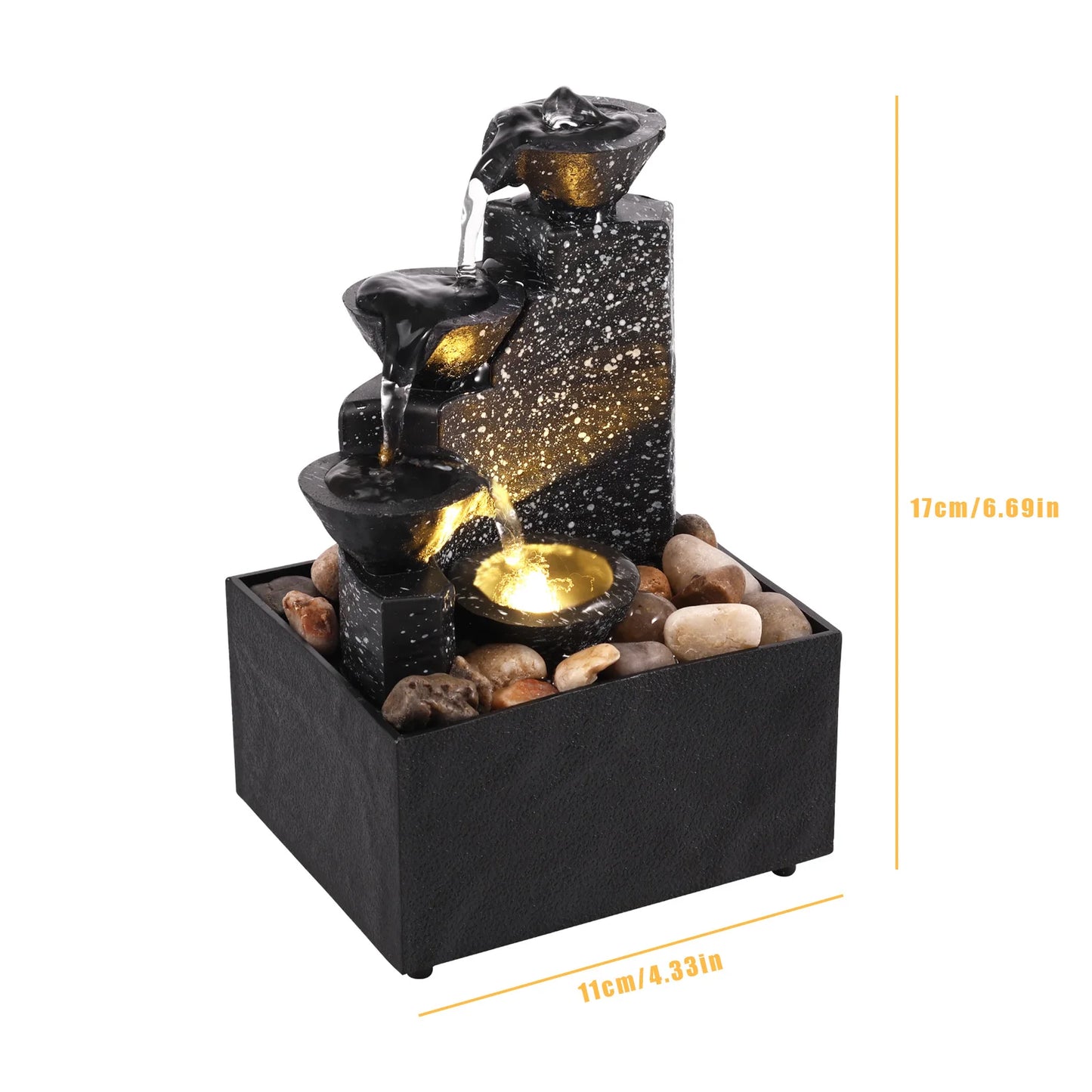 Desktop-Brunnen Wasser zirkulieren den Wasserfall Dekor USB-Tisch brunnen mit LED-Ring Lichter Home Desk Dekor Geschenk Nachtlicht