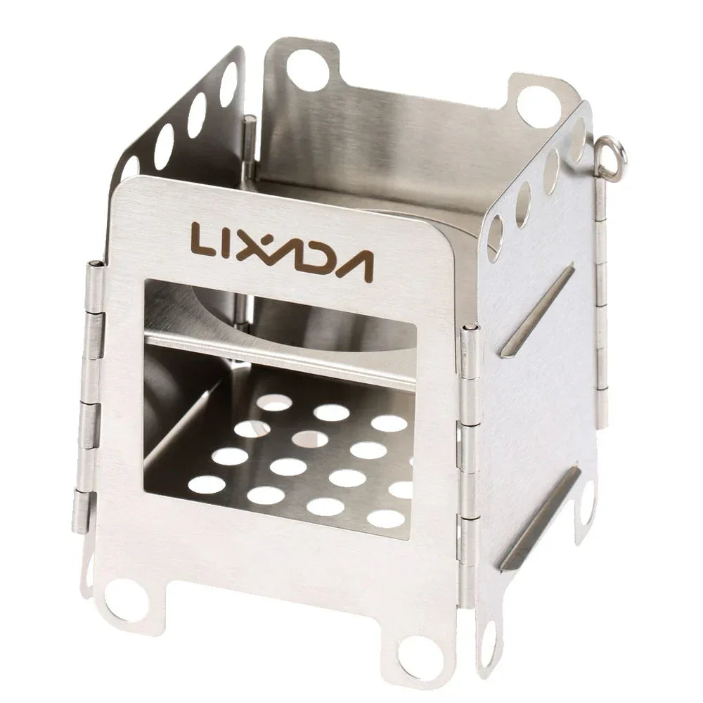 Lixada Camping Titanium Stove Lightweight Folding Wood Burning Stove Portable Outdoor Pocket Stove for Backpacking Cooking