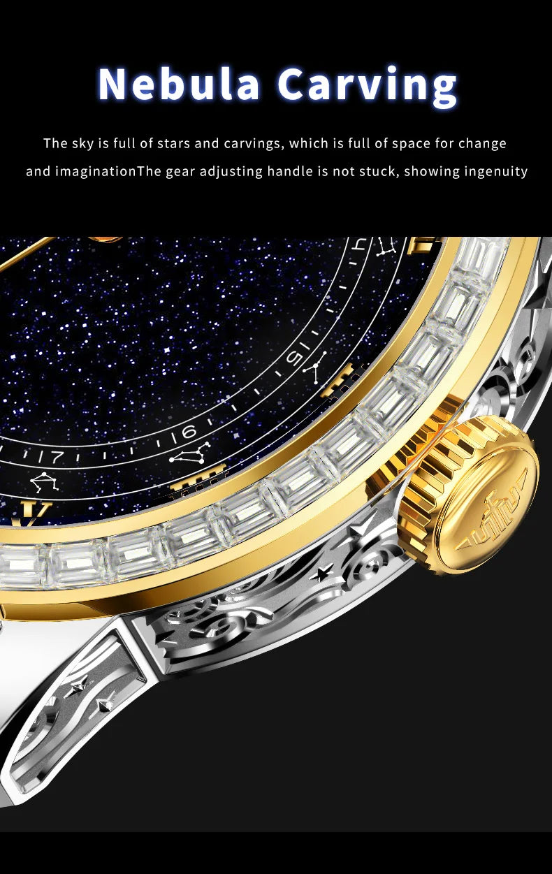 OUPINKE 3203 Fashion Brand Men's Automatic Mechanical Watch Luxury Waterproof Glowing Starry Sky Diamond Men Watch Montre Homme