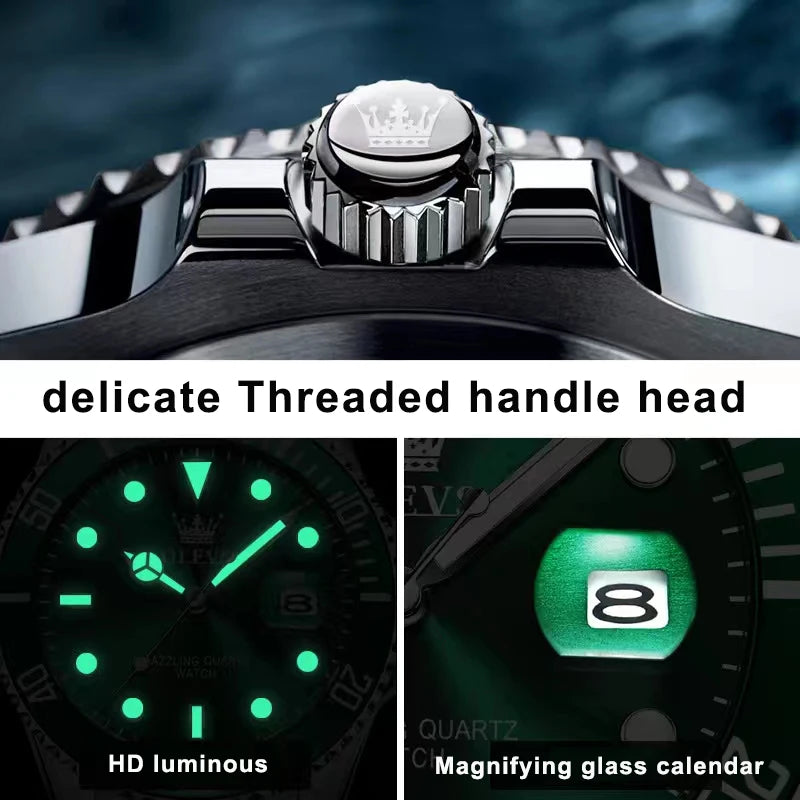 OLEVS Herren Quarzuhren Top-marke Luxus Business Wasserdicht Leucht Große Zifferblatt Männer Armbanduhren Sport Edelstahl Uhr