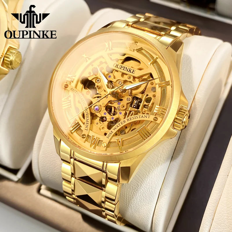 Oupinke 3210 original Herren uhr Top Luxusmarke Gold Wolfram Stahl Herren automatische mechanische Uhr klassische Mode Herren uhr