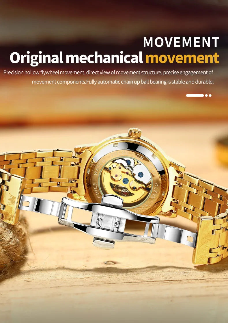 OLEVS 9901 Herrenuhren Original Mode Luxus Aushöhlung Mechanische Armbanduhr Wasserdicht Leuchtende Automatikuhr Für Mann