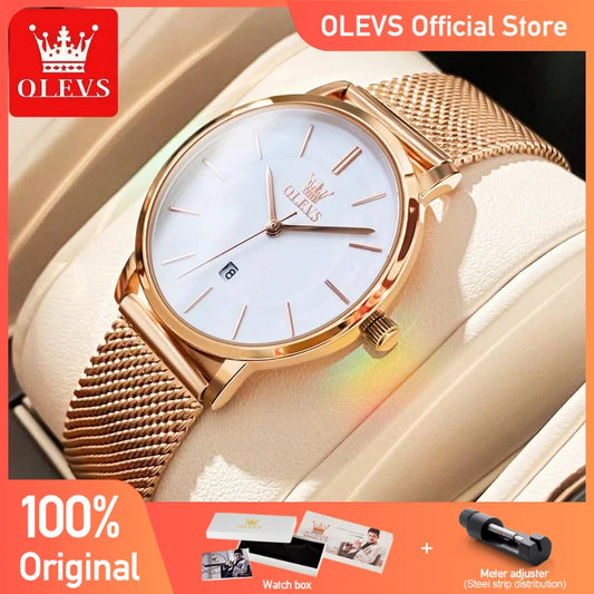 Olevs Uhren für Frauen Quarz wasserdichte Uhr Luxus Damen uhr Edelstahl Rose Gold Set Geschenk box