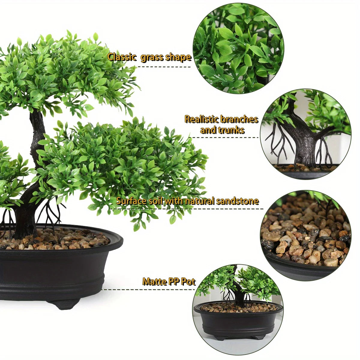 1pc künstlicher Bonsai-Baum: ein Zen-Garten-Akzent künstliche Pflanze pp Material schwarzer Pflanzer Home Office Party Dekoration