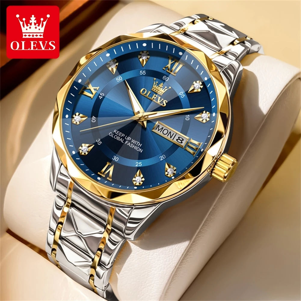 OLEVS 5609 Herrenuhr Original Mode Quarz Armbanduhr Wasserdicht Leuchtende Uhren Für Männer Dual Kalender Display Reloj Hombre