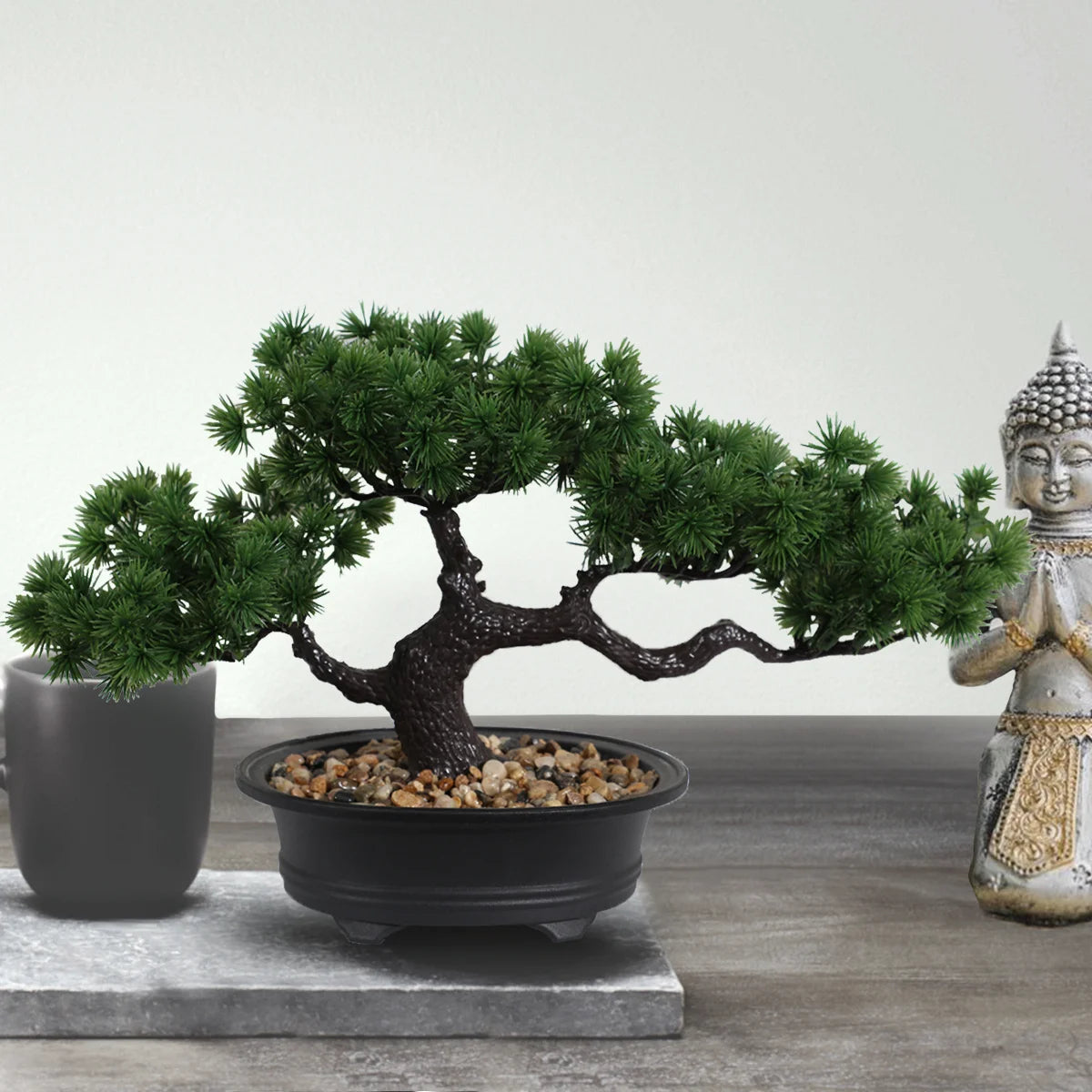 1pc künstlicher Bonsai-Baum: ein Zen-Garten-Akzent künstliche Pflanze pp Material schwarzer Pflanzer Home Office Party Dekoration