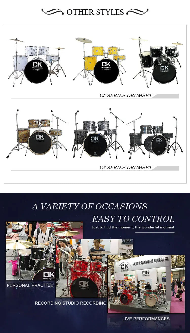 DK Professional Musical Instruments 5 Pieces Knit Drum Set For Beginner