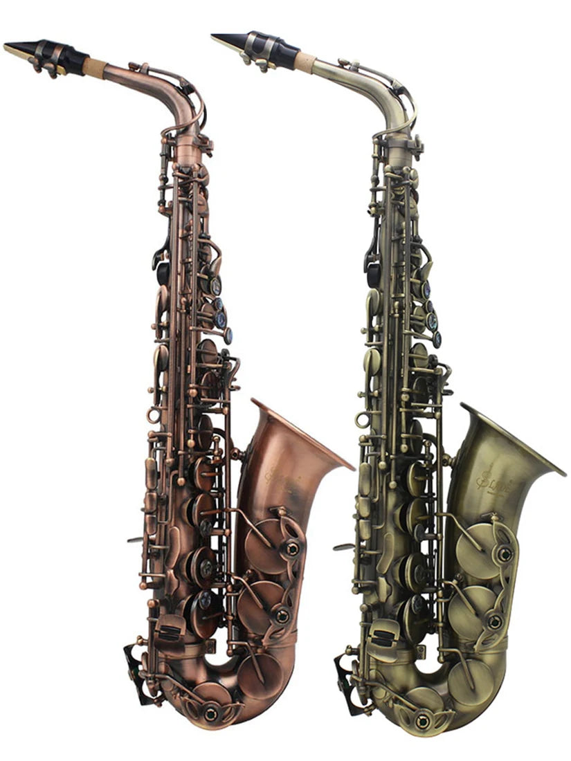 Slade Eb E-Flat Altsaxophon Sax Shell Key Carve Muster Holz blasinstrument mit Rücken gurten Fall andere Schilf Aecessaries