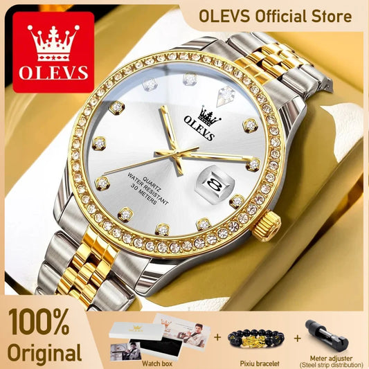 OLEVS 3629 Herrenuhr Original Luxus Klassische Quarz-Armbanduhr Uhr Für Mann Wasserdicht Leuchtdatum 24-Stunden-anzeige Mit Box