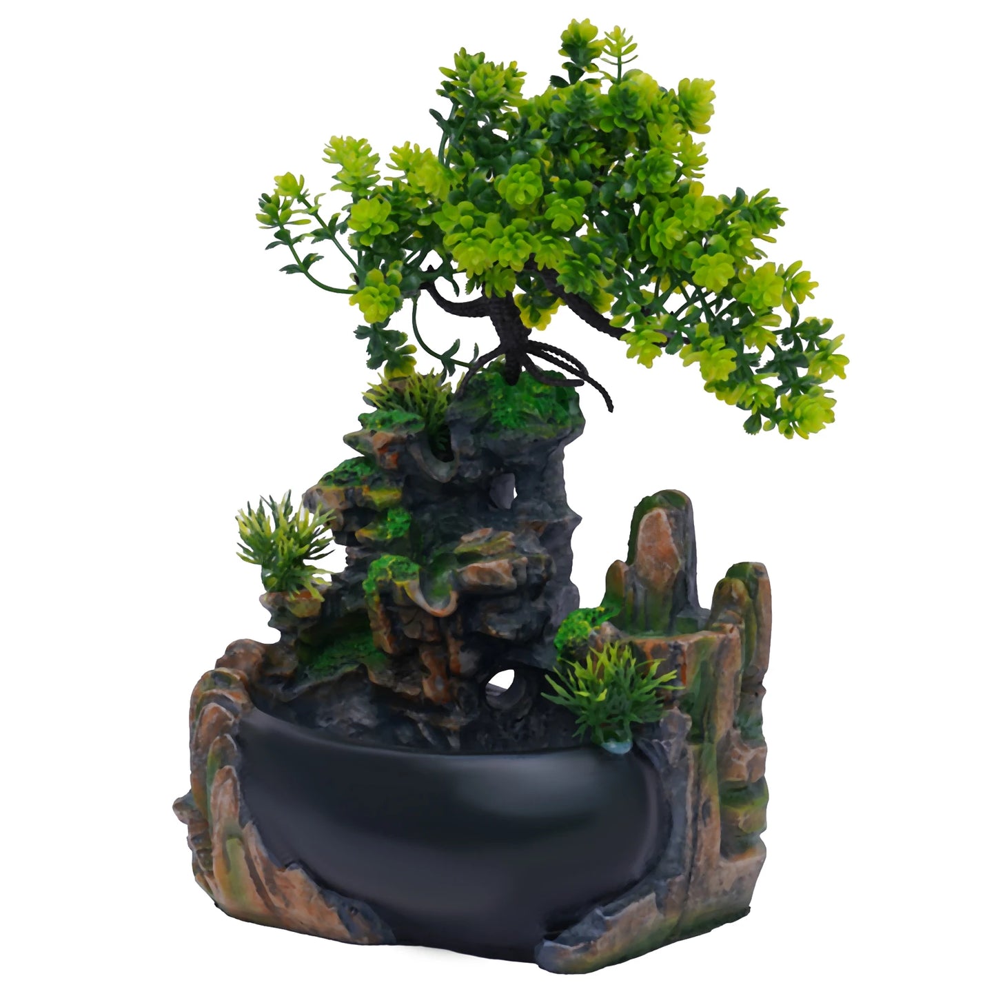 Desktop-Brunnen Ornament Innen harz Steingarten Wasserfall Desktop-Ornament Home-Office-Dekor 220v