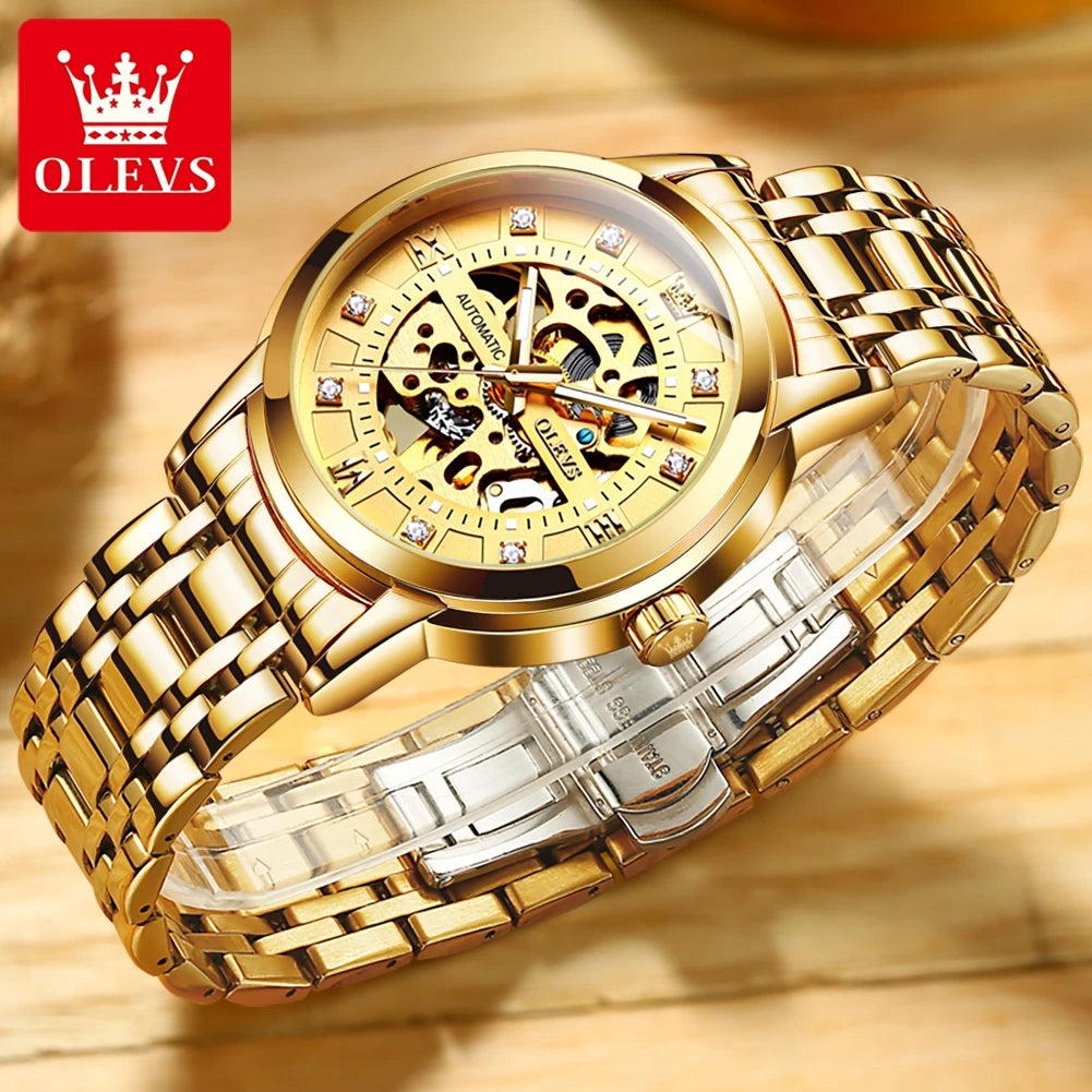 OLEVS 9901 Herrenuhren Original Mode Luxus Aushöhlung Mechanische Armbanduhr Wasserdicht Leuchtende Automatikuhr Für Mann