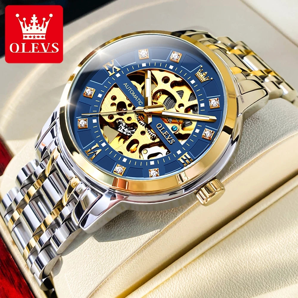 OLEVS 9901 Herrenuhren Original Mode Luxus Aushöhlung Mechanische Armbanduhr Wasserdicht Leuchtende Automatikuhr Für Mann