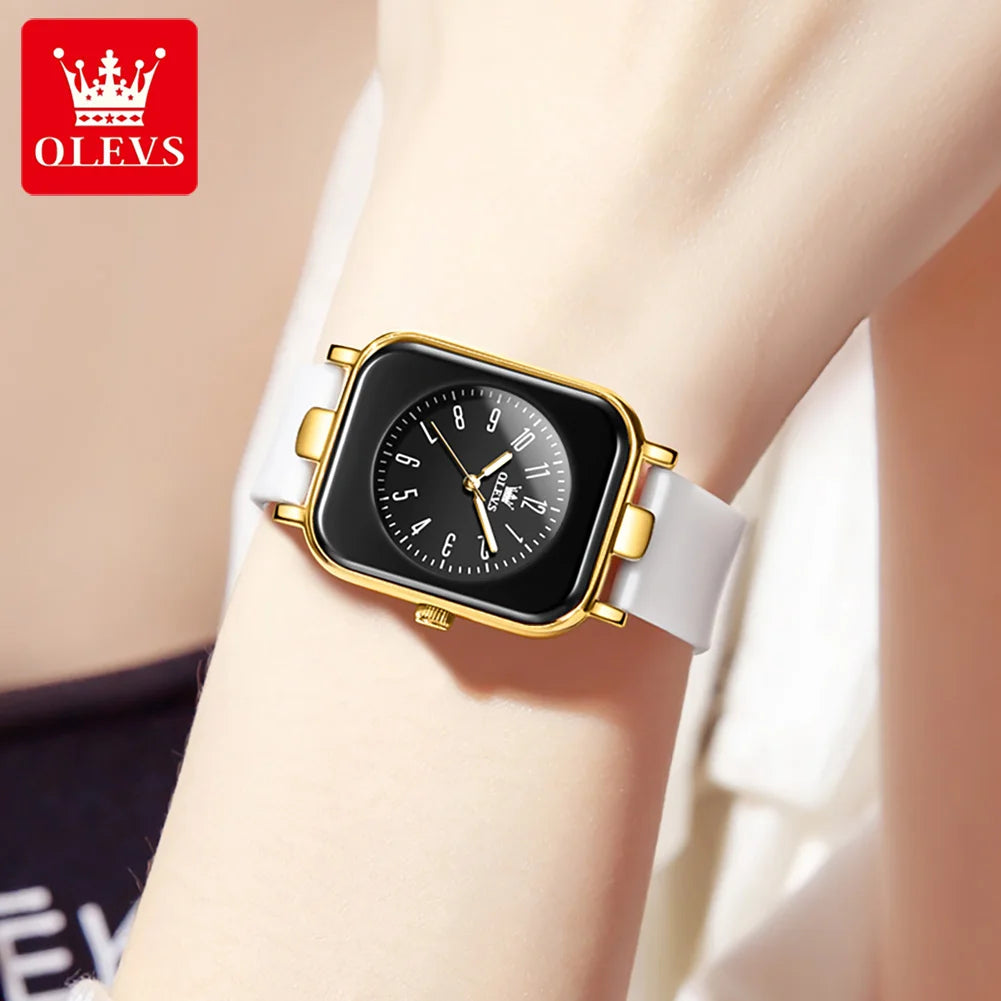 Olevs Damen uhren einfache elegante Quarz Armbanduhr original wasserdichtes Silikon armband leuchtende Zeiger Trend Modestil