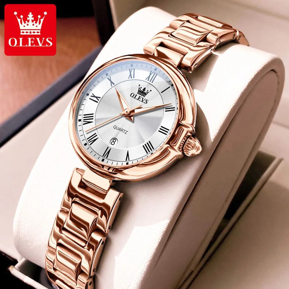 OLEVS 5608 Luxus Marke frauen Uhr Klassische Mode Wasserdicht Leucht Kalender Uhr Elegante Quarz Frauen Uhr Reloj Hombre