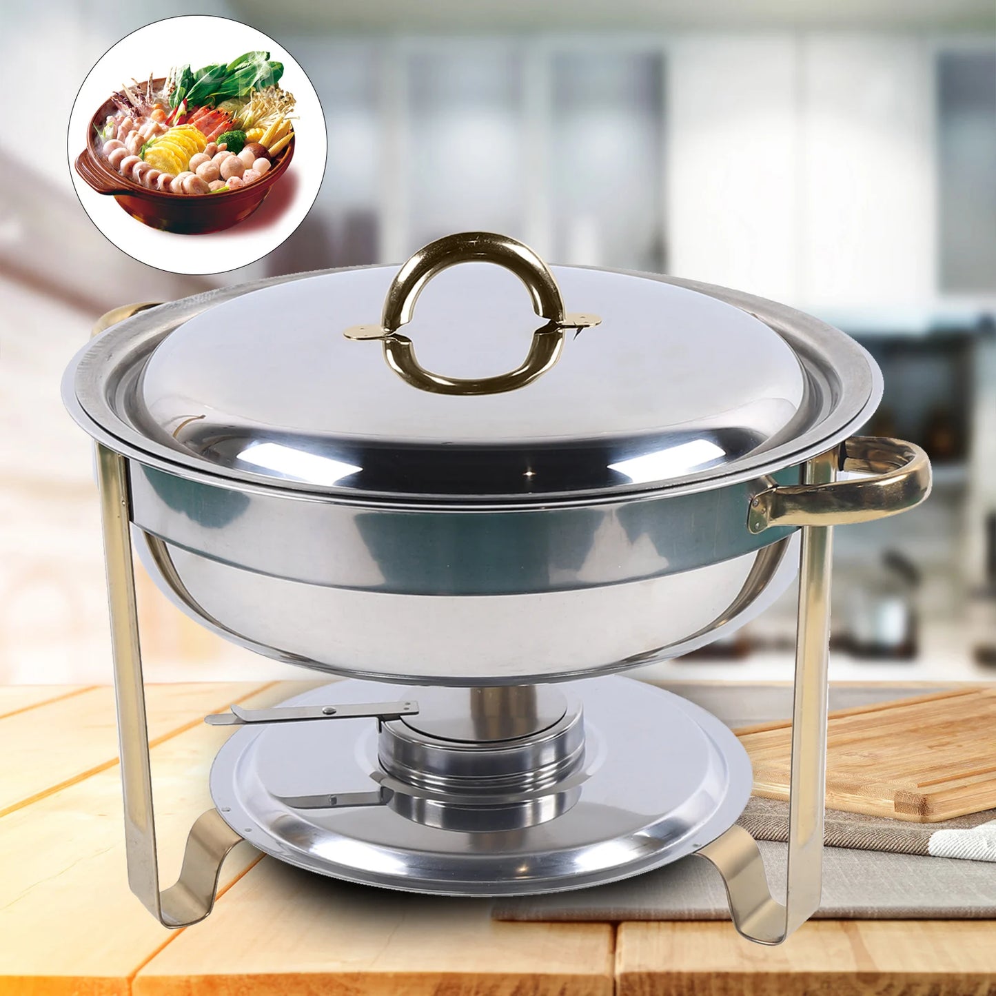 4L Edelstahl Chafing Dish Restaurant Buffet Lebensmittel Wärmer Container Chafer Dish Lebensmittel Isolierung Für Home Zubehör Küche