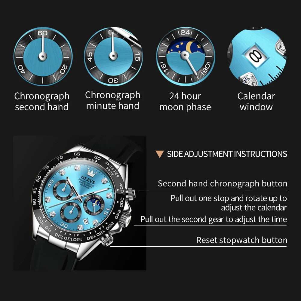 OLEVS 2875 Herrenuhr Quarz Top Marke Wasserdicht Leuchtende Uhr für Männer Drei Kleine Zifferblatt Sport Armbanduhr Chronograph Datum Reloj