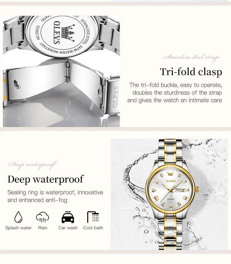 OLEVS Neue Mode Frauen Quarzuhr Wasserdicht Klassische Luxus Marke Dame Uhr Edelstahl Armband Uhren