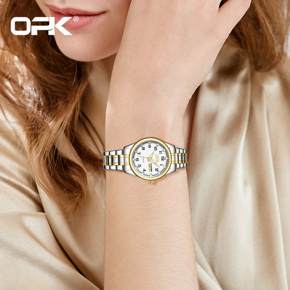 Opk 8110 Damen uhr klassische Luxusmarke Quarzuhr Edelstahl armbanduhr für Damen wasserdicht leuchtend reloj mujer