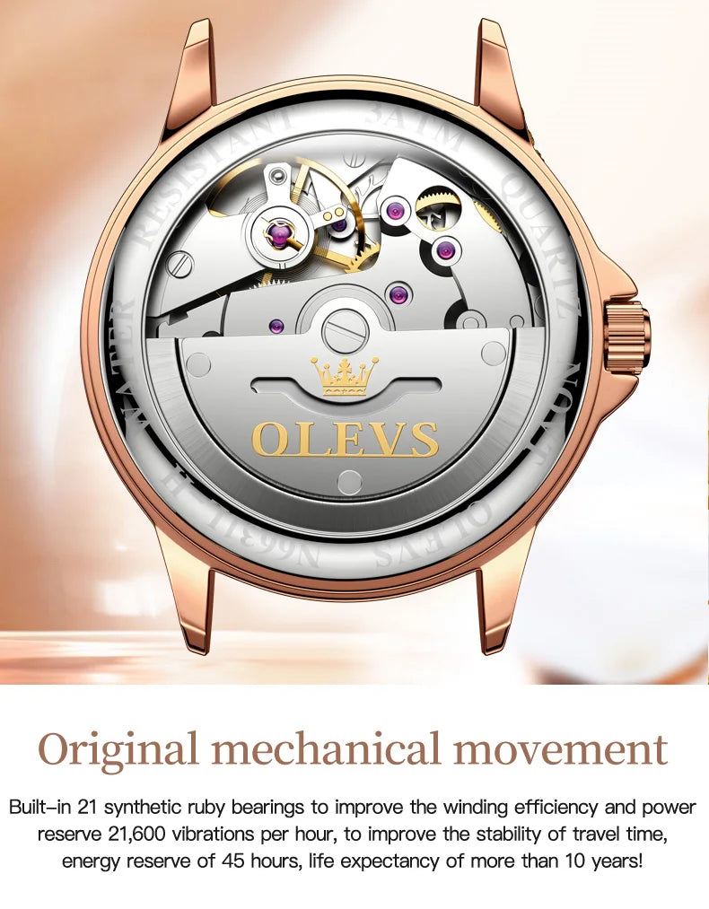 Neue Mode OLEVS Luxus Marke Frauen Mechanische Uhr Keramik Armband Automatische Mechanische Uhren für Frauen Geschenk für Frauen