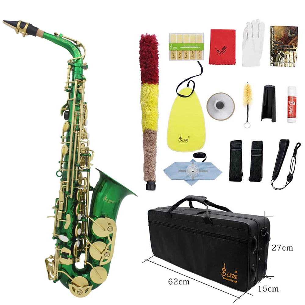 Slade Eb E-Flat Altsaxophon Sax Shell Key Carve Muster Holz blasinstrument mit Rücken gurten Fall andere Schilf Aecessaries