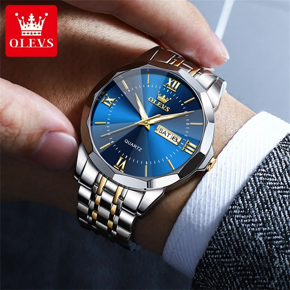 OLEVS Original Wasserdichte herren Uhren Digitale Spiegel Quarzuhr für Mann Leuchtende Edelstahl Armbanduhr Männlich Datum Woche