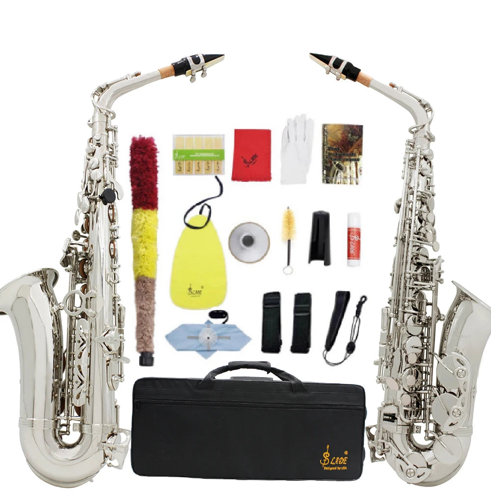 Slade Eb E-Flat Altsaxophon Sax Shell Key Carve Muster Holz blasinstrument mit Rücken gurten Fall andere Schilf Aecessaries