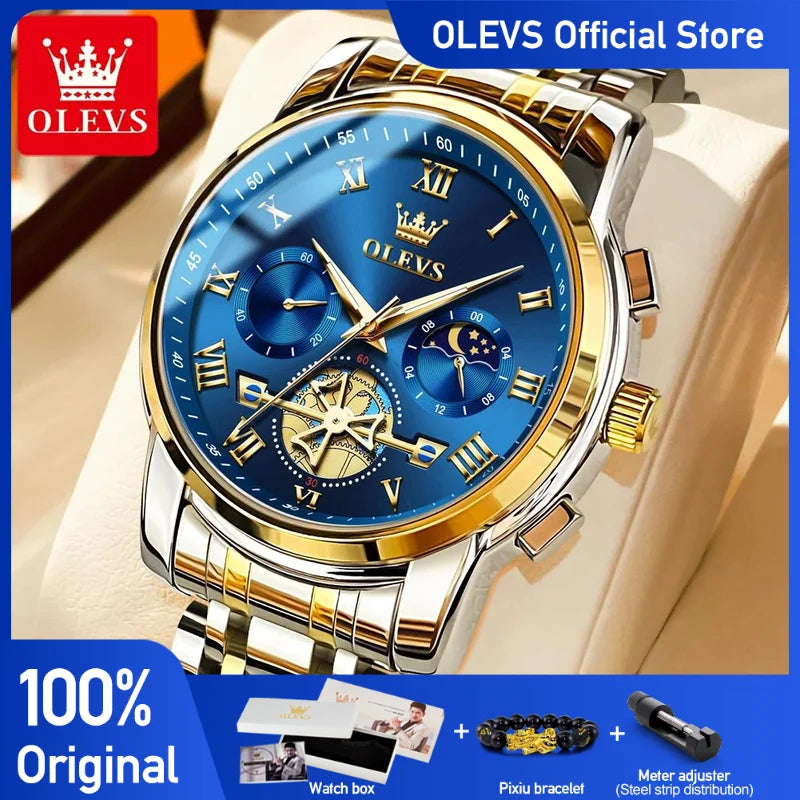 OLEVS Top Marke herren Uhren Klassische Römische Skala Zifferblatt Luxus Armbanduhr für Mann Original Quarz Wasserdicht Leucht Männlich reloj