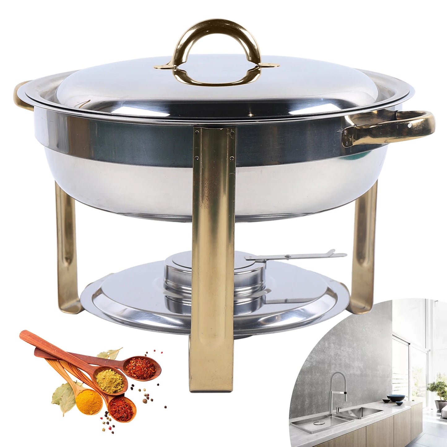 4L Edelstahl Chafing Dish Restaurant Buffet Lebensmittel Wärmer Container Chafer Dish Lebensmittel Isolierung Für Home Zubehör Küche