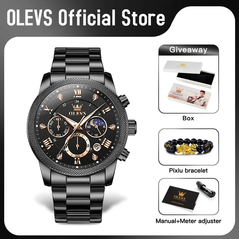 OLEVS 3660 Herrenuhr Business Simply Original Quarzuhr Wasserdicht Leuchtende Uhr Für Mann Multifunktionale Chronograph Reloj