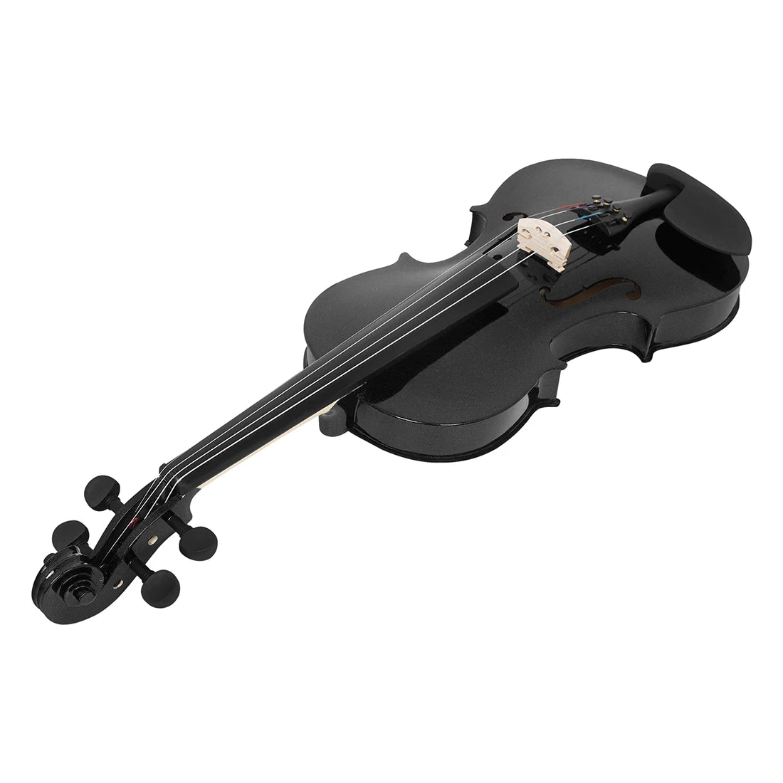 4/4 Violine Massivholz Schwarz Akustische Violine mit Koffer & Bogen & Kolophonium & Saiten & Stimmgerät & Schulterstütze Zubehör für Anfänger