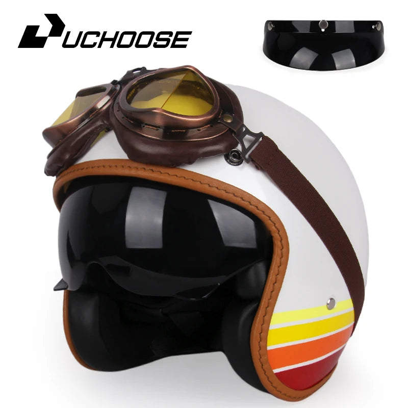 Uchoose 3/4 Retro Helm - Klassischer Stil für Motorradfahrer