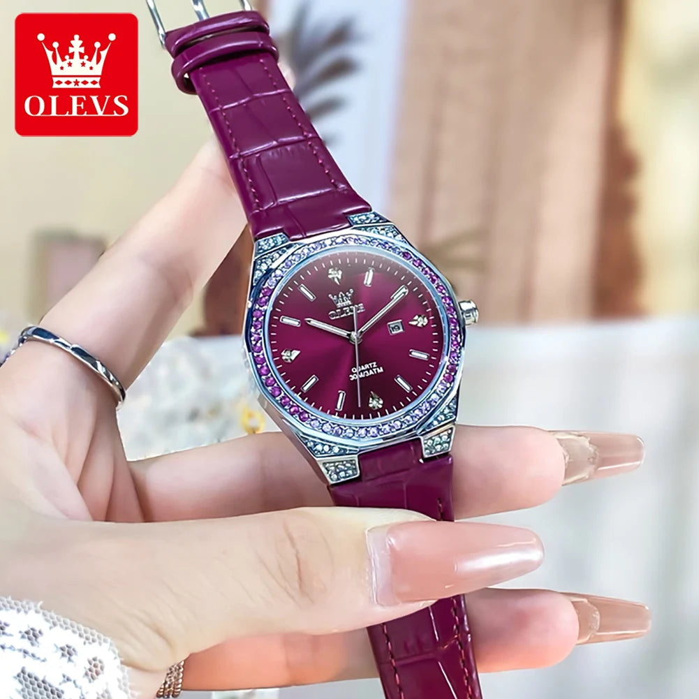 Olevs Damen uhren leichtes Luxus mode Zifferblatt Original Quarz Armbanduhr für Mädchen Diamant wasserdichte Damen uhr