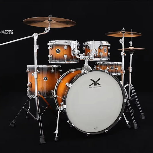 Bühnenauftritt Musikinstrument Taiwan Snare Kohlenstoffstahl Schwarz Braun Farbverlauf Schlagzeug Set Professionelles Schlagzeug Rama