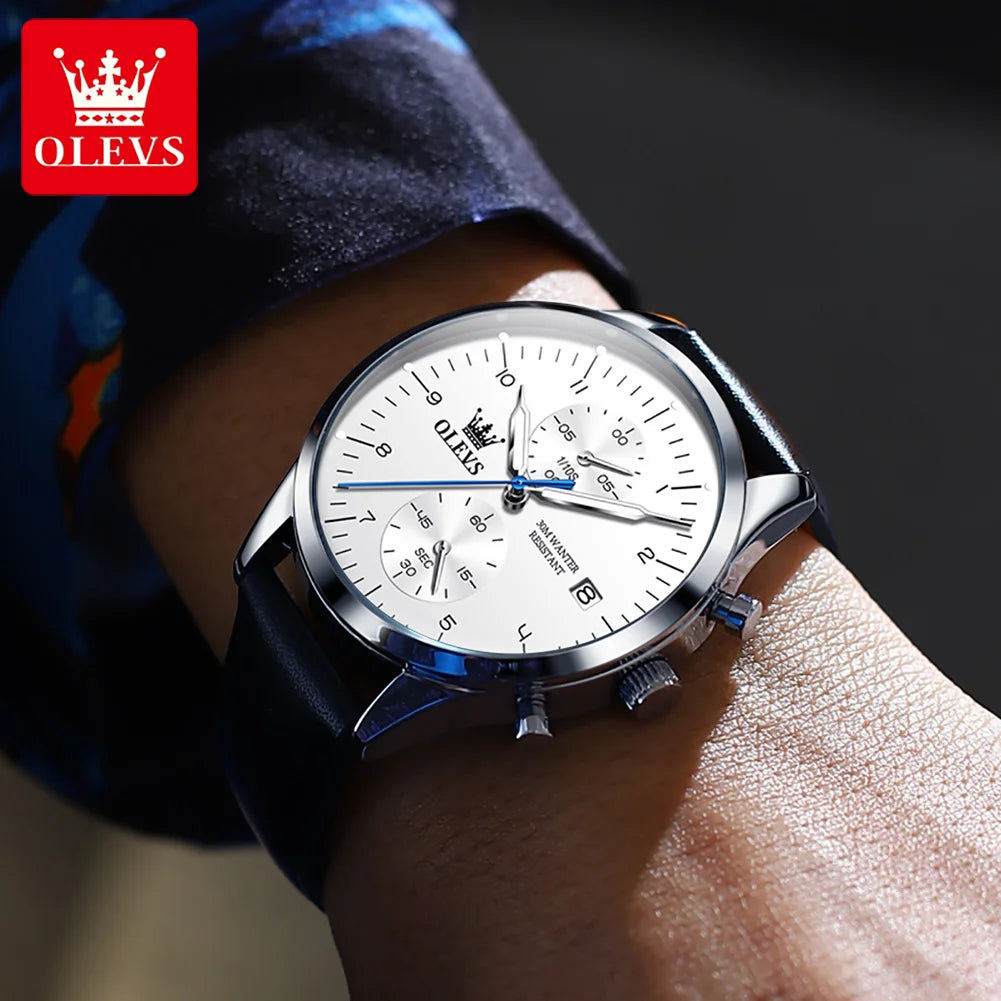 OLEVS Original herren Uhren Top Marke Chronograph Quarz Uhr für Männer Wasserdicht Leucht Datum Männlich Armbanduhr Casual Luxus