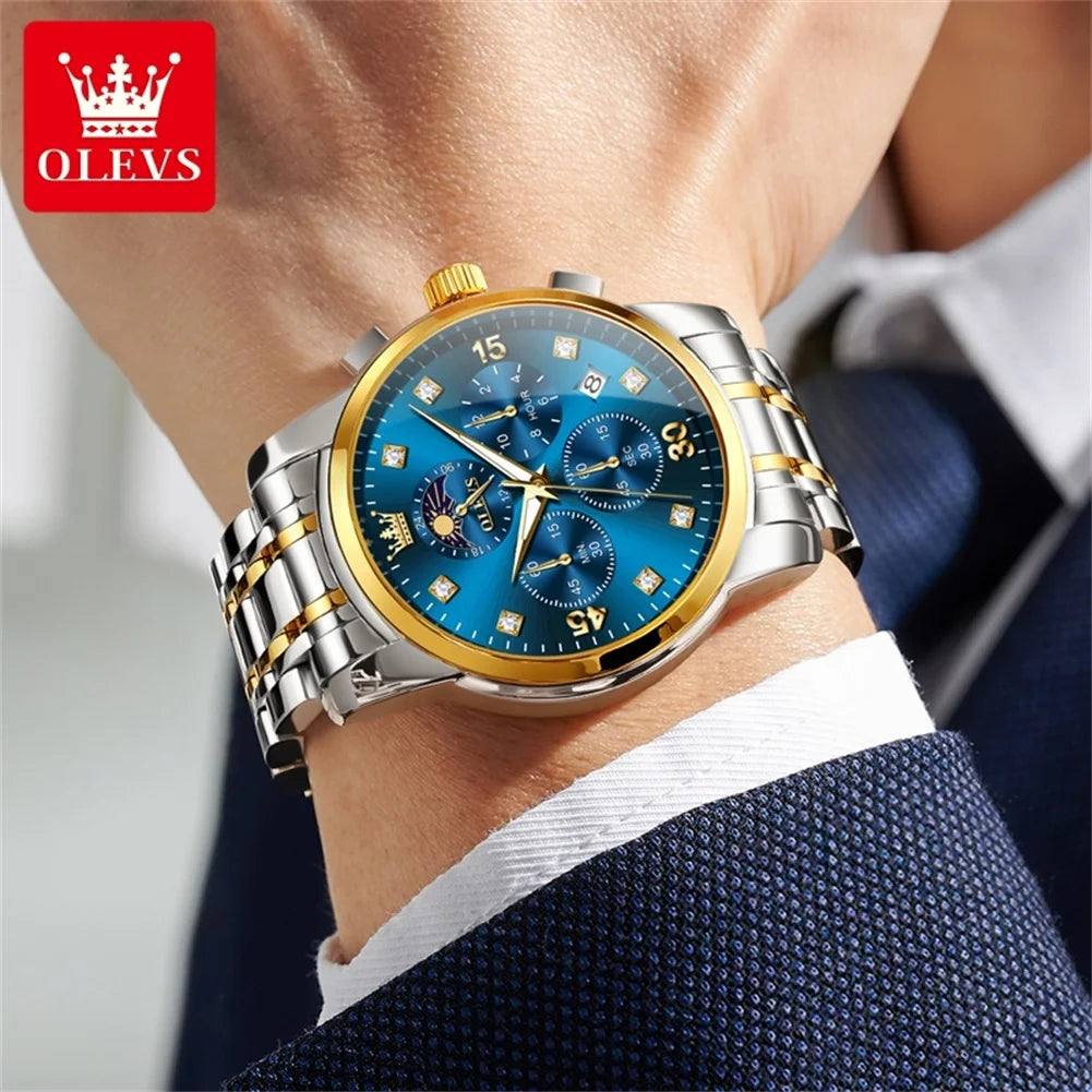 OLEVS 3652 Herrenuhr Originalmarke Multifunktionale Chronograph Quarzuhr Wasserdicht Leuchtende Automatische Datumsuhr Für Mann