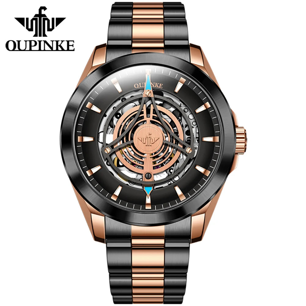 Oupinke 3206 automatische mechanische Uhr für Männer hohl 40mm Zifferblatt Original Handuhr synthetischen Saphir Spiegel Mann Uhren