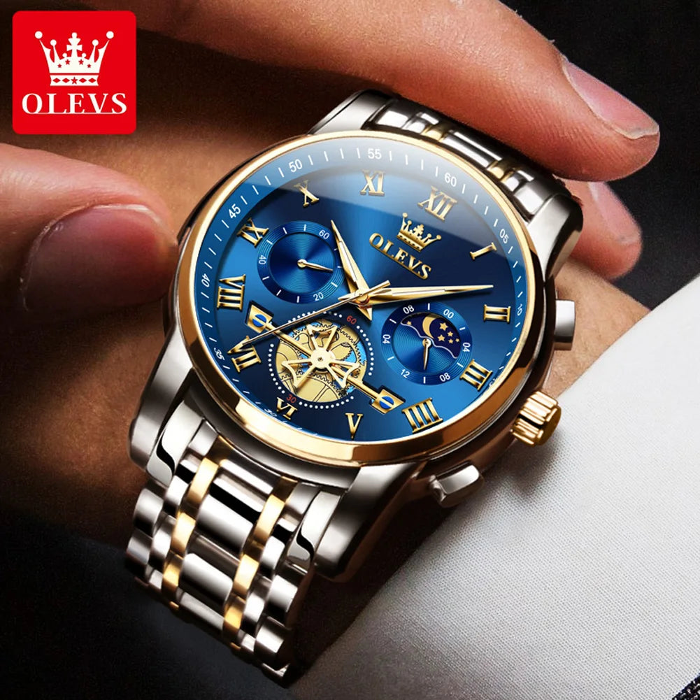 OLEVS Top Marke herren Uhren Klassische Römische Skala Zifferblatt Luxus Armbanduhr für Mann Original Quarz Wasserdicht Leucht Männlich reloj