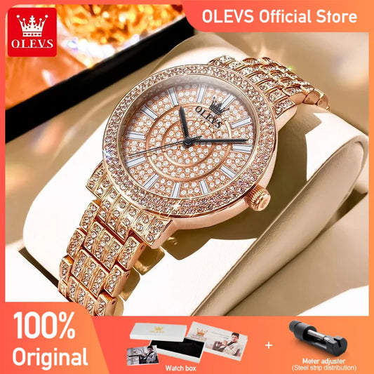 Olevs Damen uhren Diamant uhr für Damen wasserdichte Edelstahl Original Quarz Armbanduhr neu