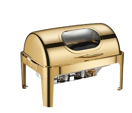 Luxus Chafing Dish Gold - 6,5L Runder Speisenwärmer für Catering und Buffet