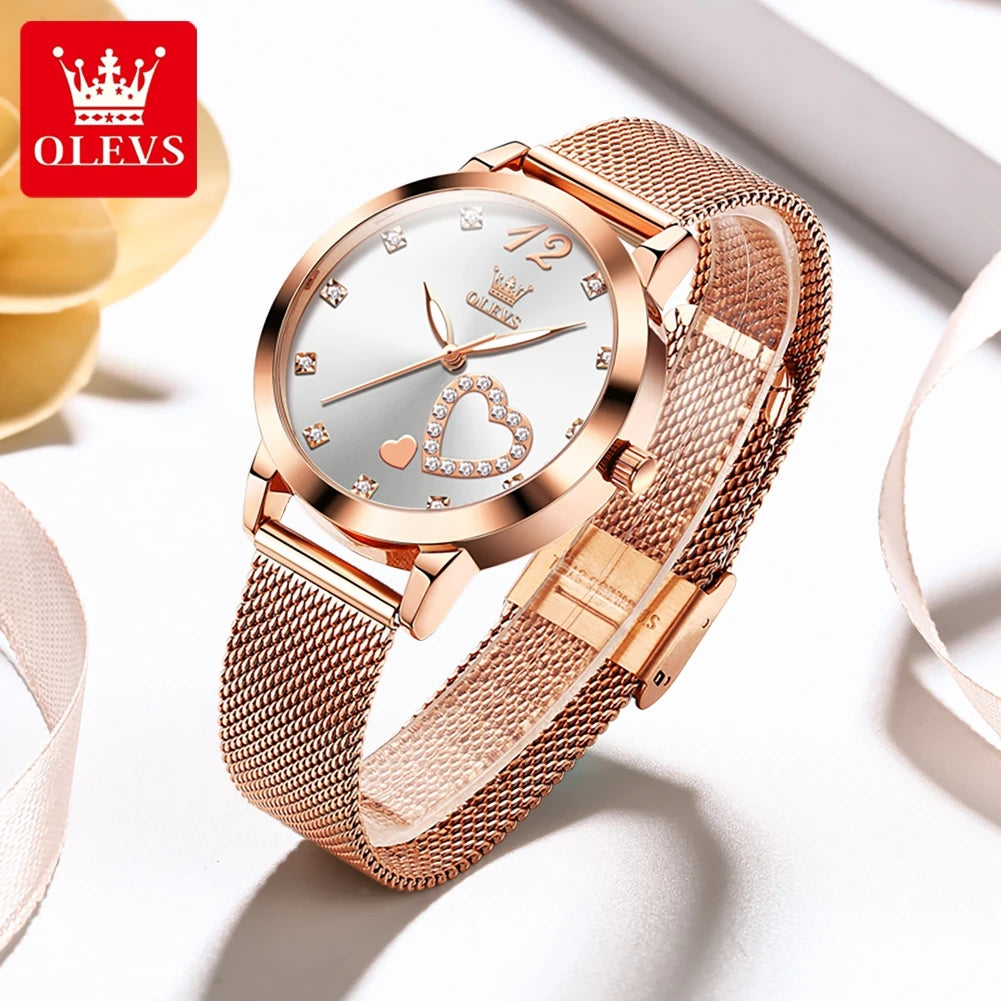 OLEVS5 5189 Damenuhr Original Marke Quarz Armbanduhr Wasserdicht Leucht Mesh Gürtelband Reloj Diamond ScaleLadies Uhr