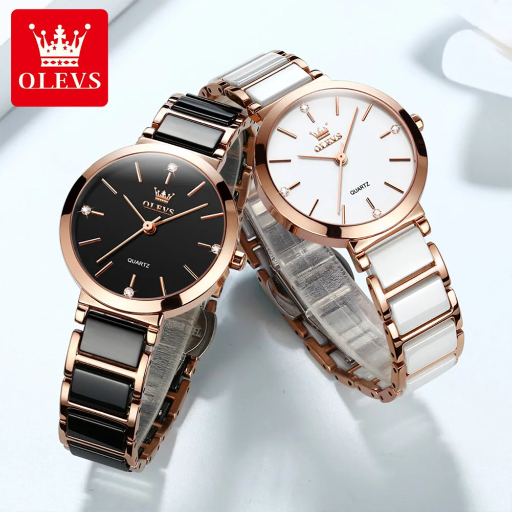 OLEVS Neue Mode Keramik Armband Quarz Frauen Uhr Wasserdicht Luxury Brand Uhr Für Frauen Datum Uhr Geschenk